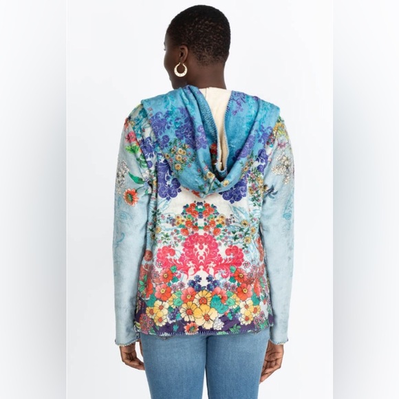 Johnny Was BIYA Shellinay Hooded Sherpa Fleece Open Front Cardigan Wrap Sweater - Picture 8 of 13